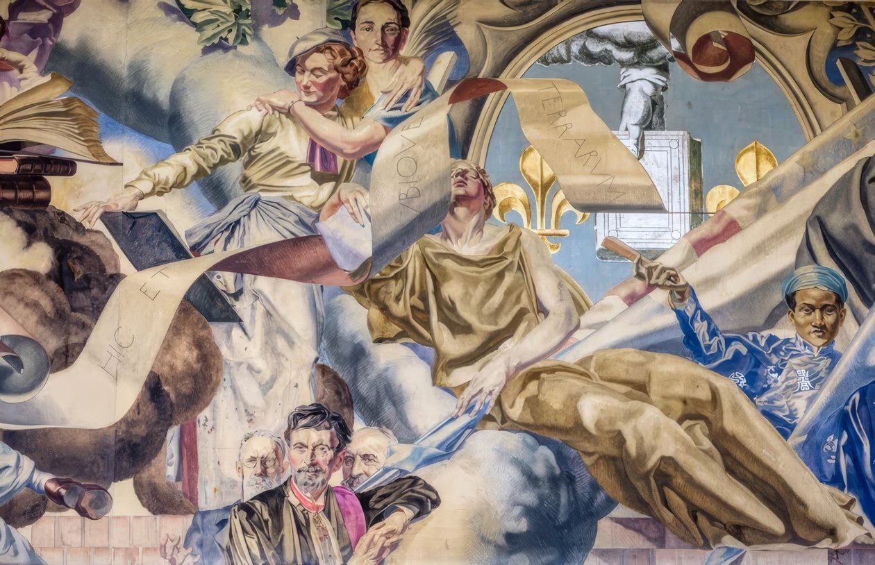 Frankreich, Paris, mairie-annexe 14e, Wandgemälde von Robert Poughéon