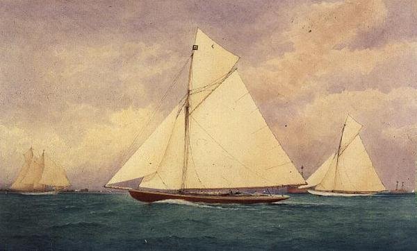 O Iate de Regata "Niagara" no Solent, Hurst Point Beyond de Robert Pritchett