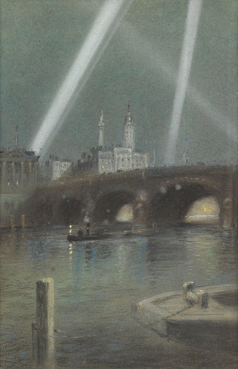 Holofotes de guerra sobre a ponte de Londres de Robert Randoll