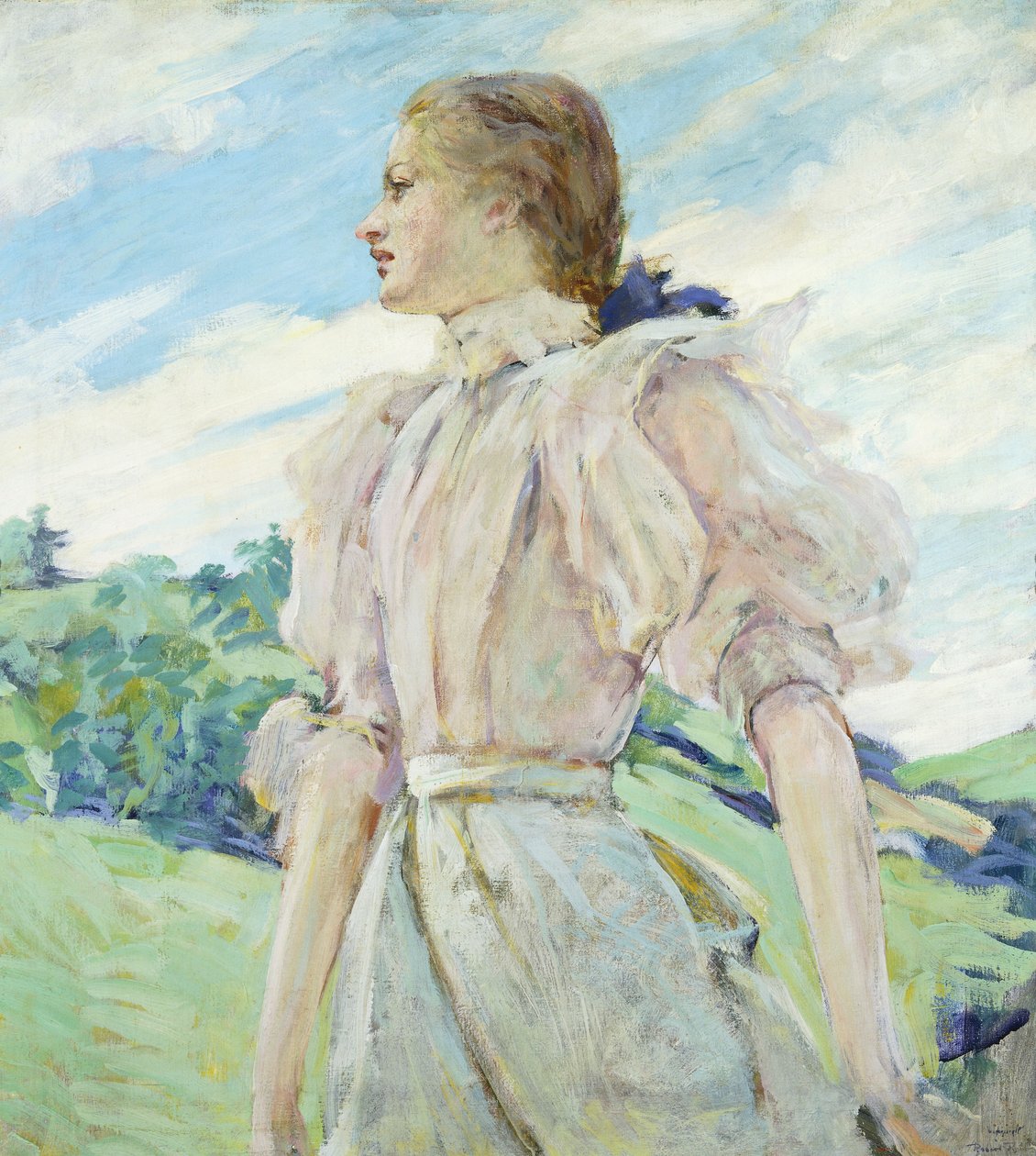 A Breezy Day, c.1898 (óleo sobre tela) de Robert Reid