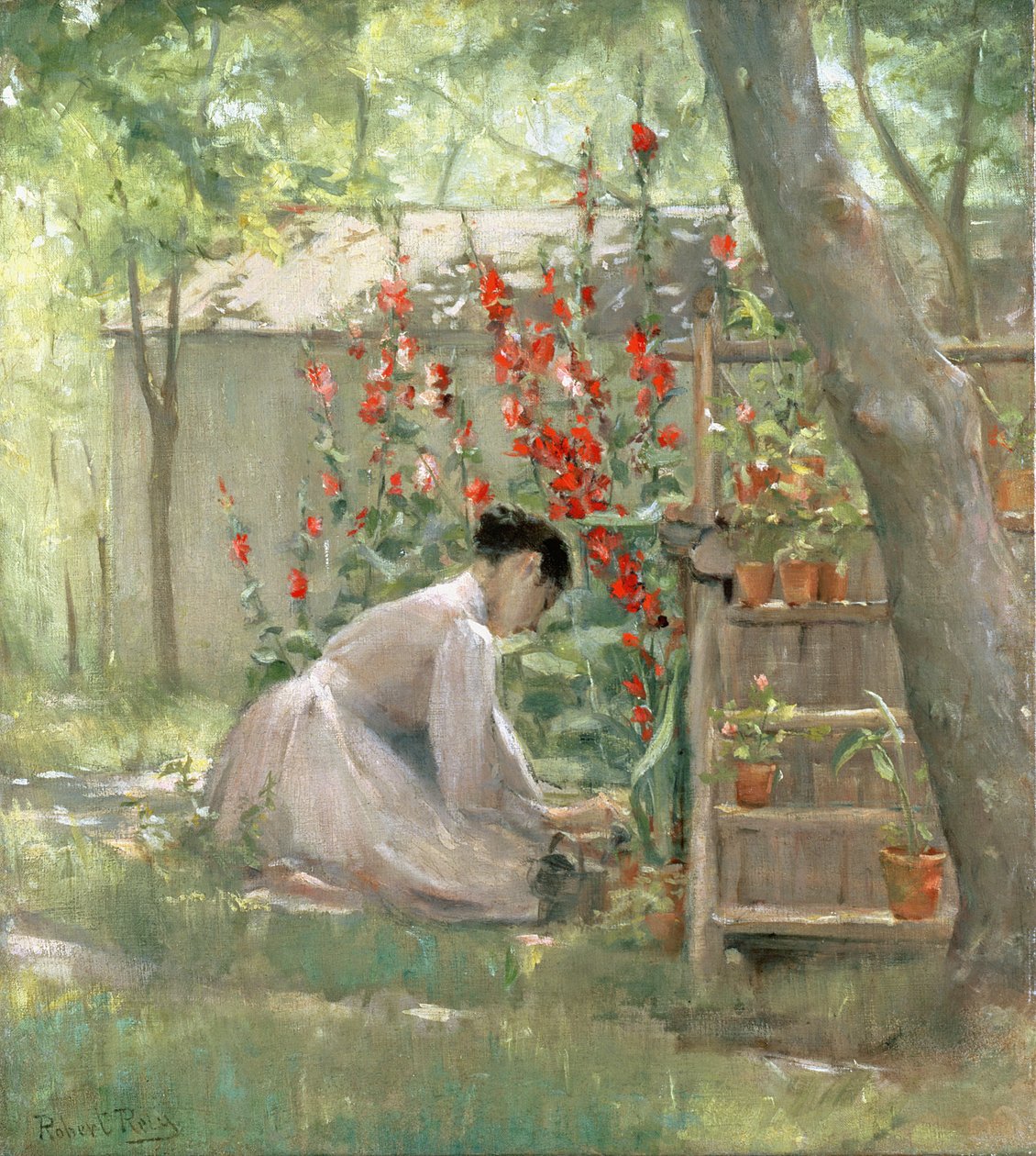 Cuidando do Jardim (óleo sobre tela) de Robert Reid