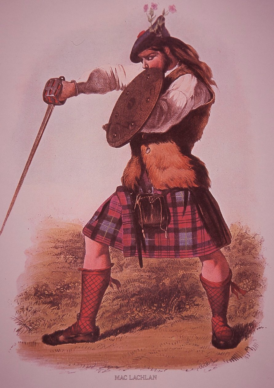 Guerreiro do Clã MacLachlan, gravado por L. Dickinson de Robert Ronald (after) McIan