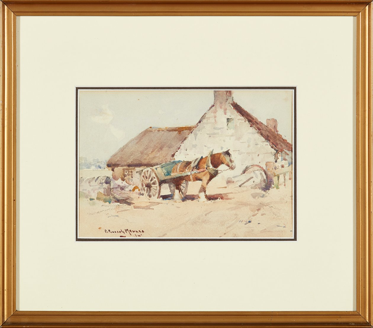 Cavalo e carroça (aguarela) de Robert Russell MacNee