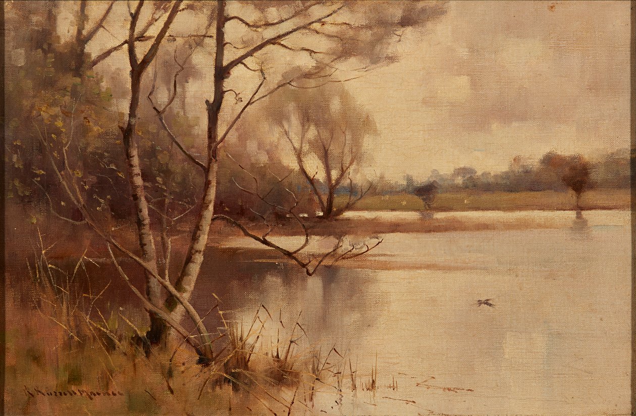 Bétula de prata à beira do lago (óleo sobre tela) de Robert Russell MacNee