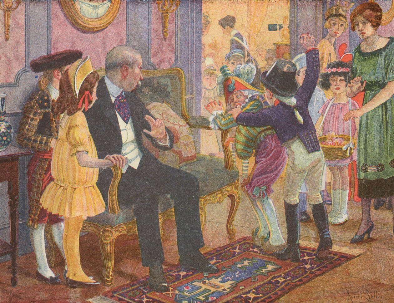 Uma festa de crianças (litografia a cores) de Robert Salles