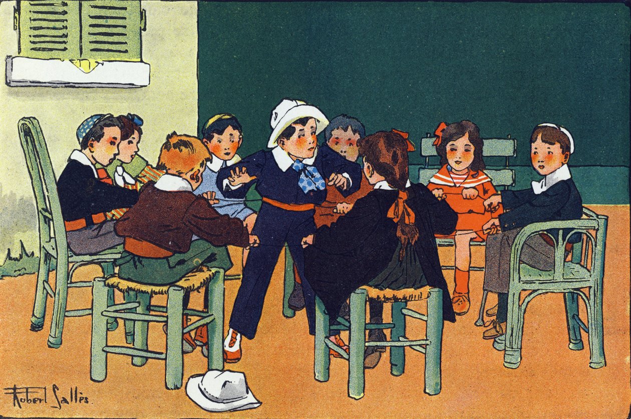 Para o furão. Gravação em "O que estamos a tocar? "por E. Weber com desenhos a aguarela de Robert Salles (1871-1929). Librairie Garnier Freres, Paris de Robert Salles