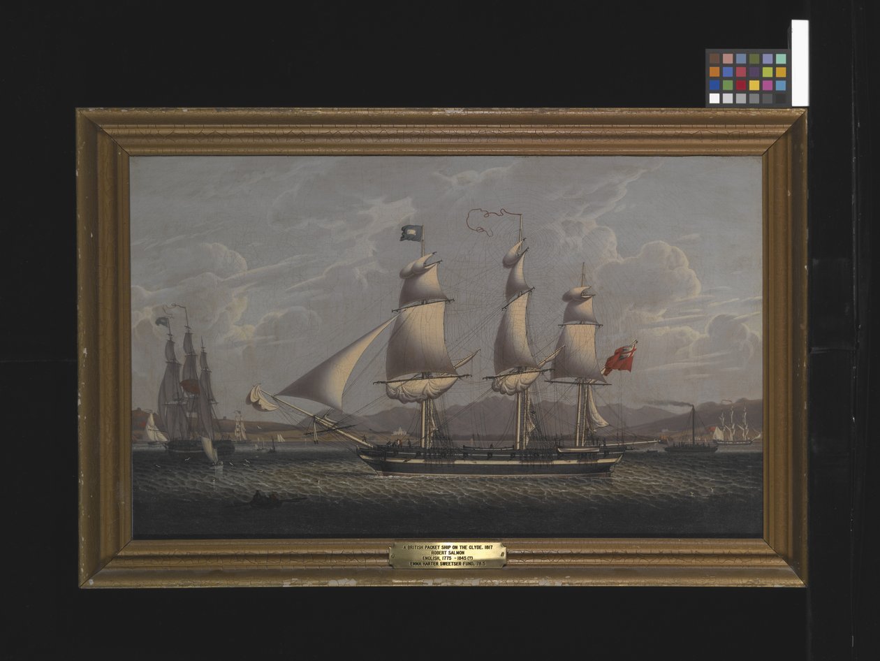 Um Packet Ship britânico sobre o Clyde (óleo sobre tela) de Robert Salmon