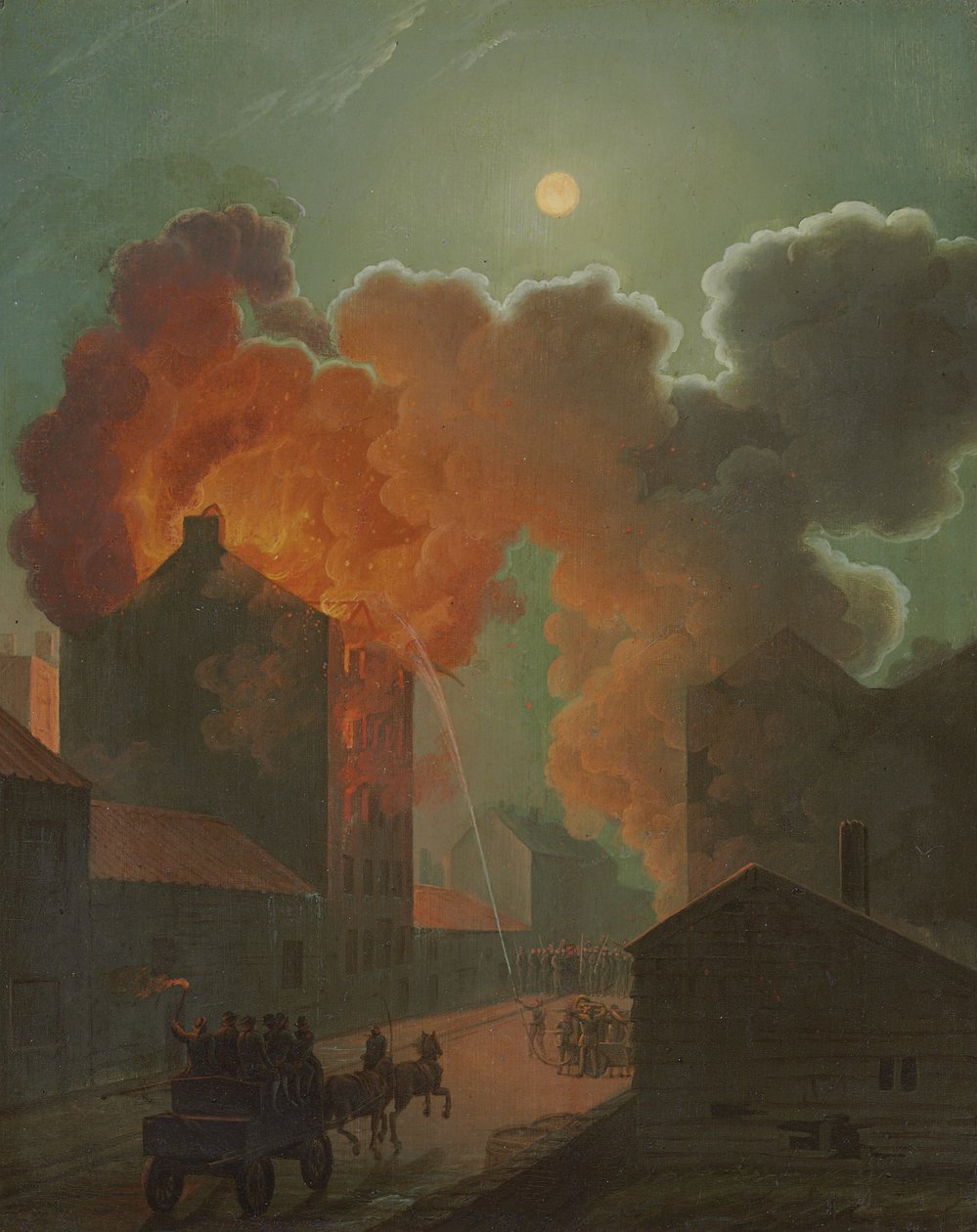 Um incêndio em Boston pelo luar, c.1830-1835 de Robert Salmon