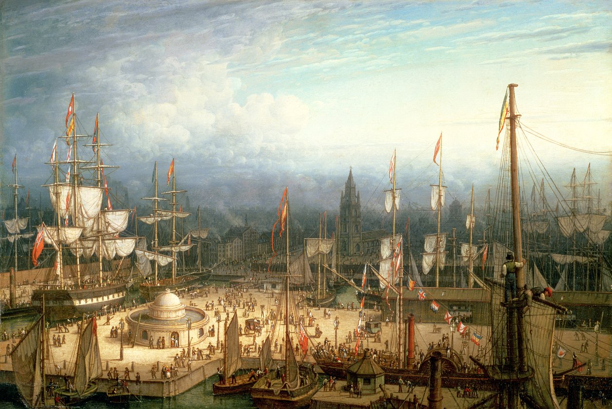 Four-Masted Clipper navio no porto de Liverpool, c.1810 de Robert Salmon
