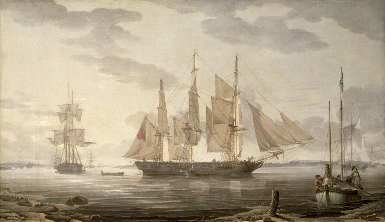 Navios no porto, 1805 de Robert Salmon