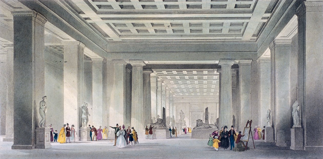 The Grand Central e Egyptian Saloons, Museu Britânico, Holborn, Londres, c1836. de Robert Sands