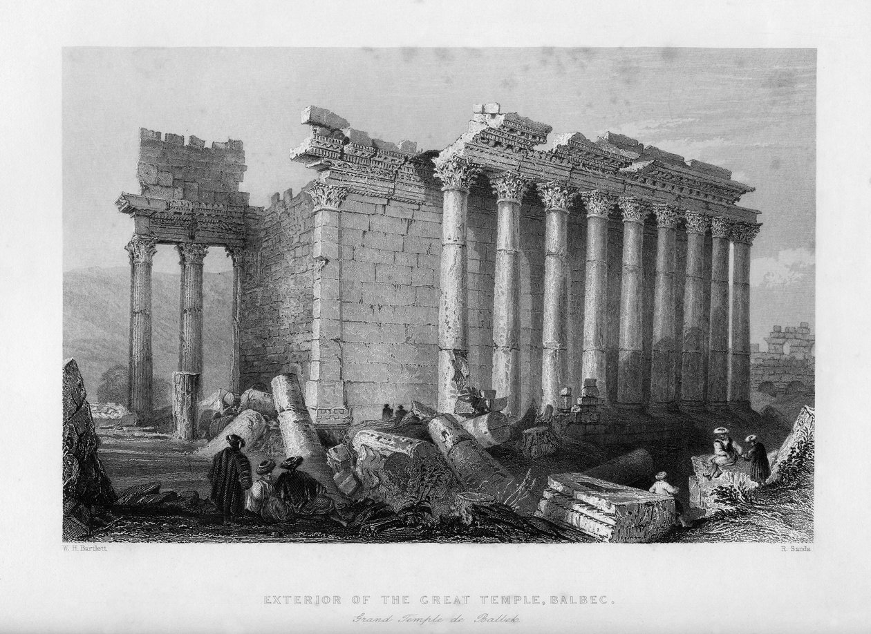 O grande templo em Baalbec Heliopolis, Egito, 1841. de Robert Sands