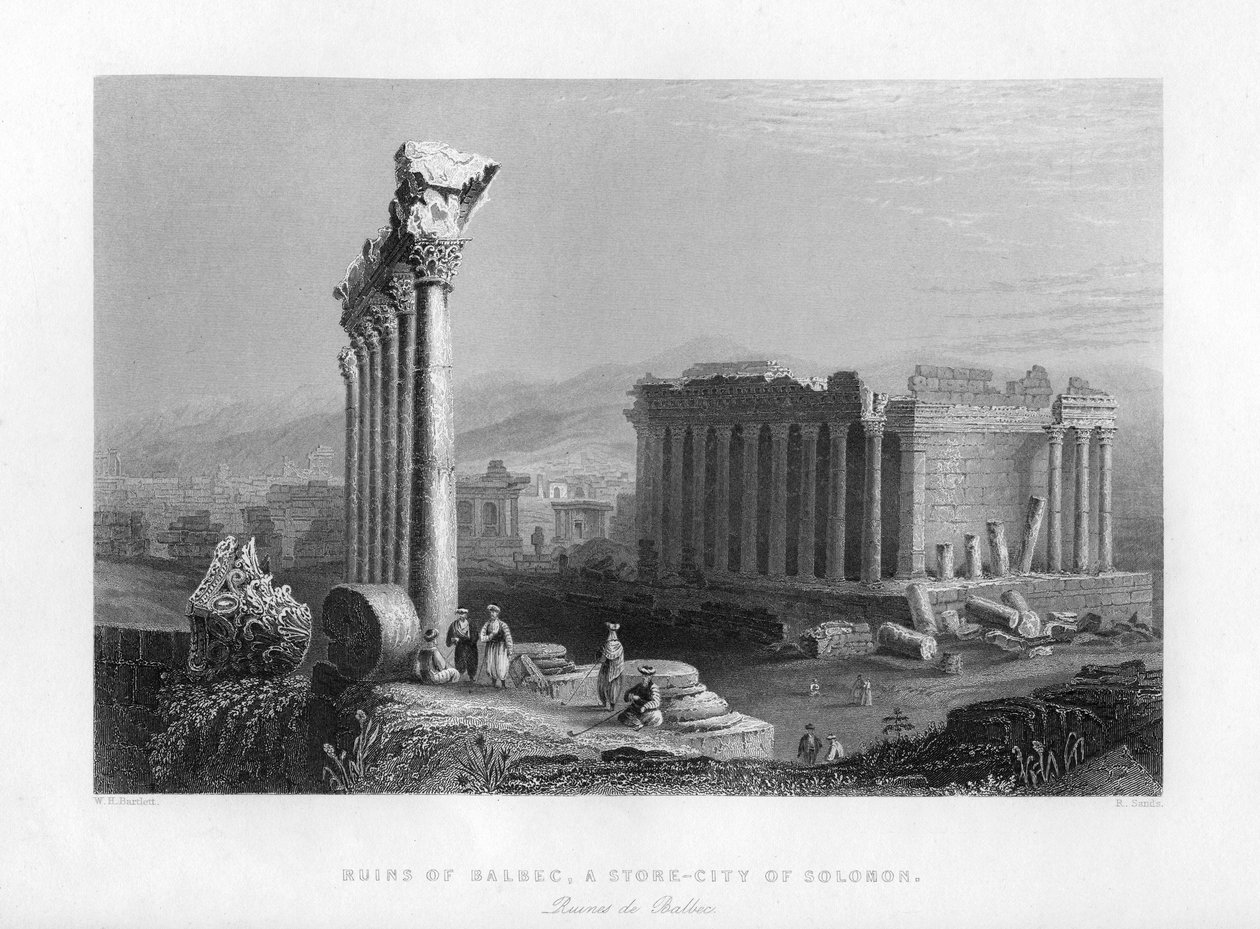 O grande templo em Baalbec Heliopolis, Egito, 1841. de Robert Sands