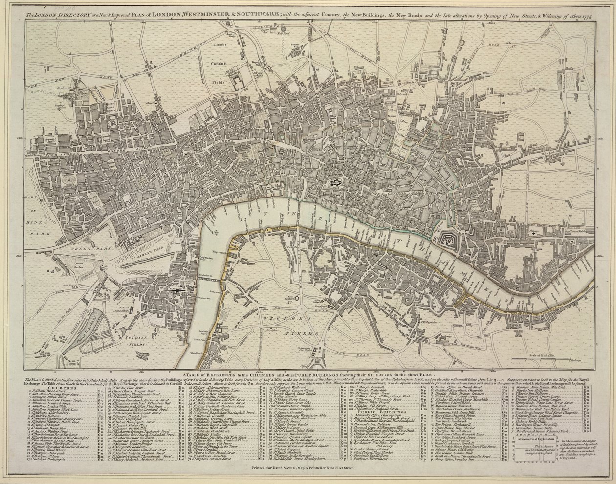 Um plano de Londres, Westminster e Southwark de Robert Sayer