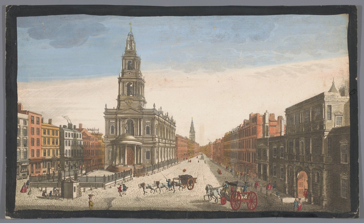 Gezicht op Somerset House en de kerk Saint Mary-le-Strand te Londen
Uma vista da Somerset House, com a Igreja de St. Marys na Strand London (título sobre o objecto)
Londen (título da série) de Robert Sayer