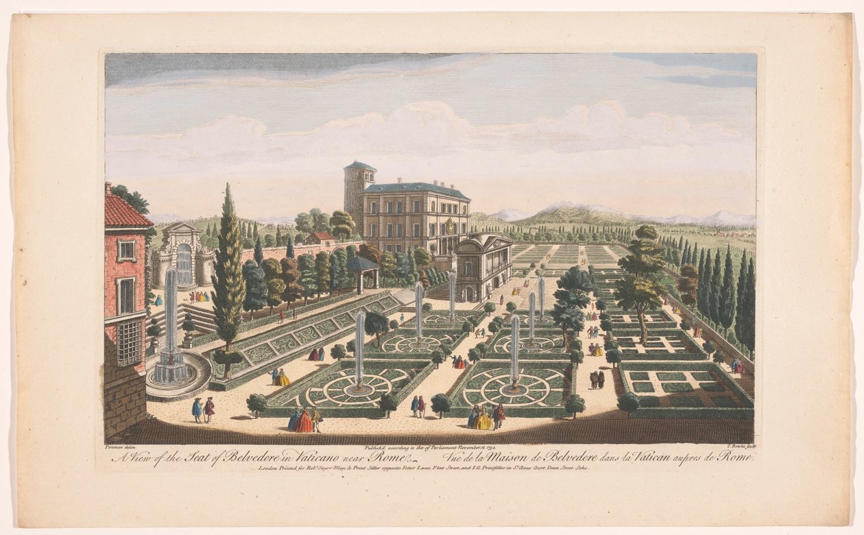 Gezicht op de Giardini Vaticani te Vaticaanstad
Uma vista da Sede do Belvedere no Vaticano, perto de Roma (título sobre o objecto)
Roma (título da série) de Robert Sayer