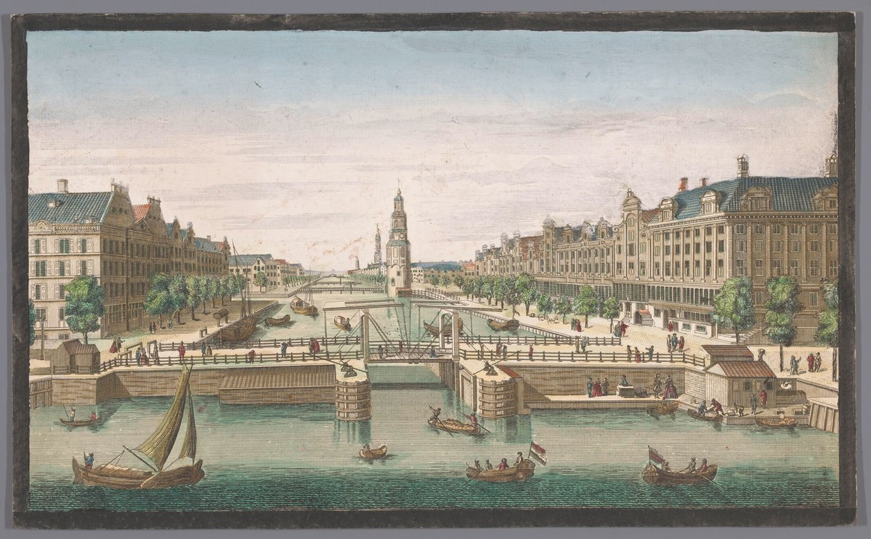 Vista dos Oudeschans em Amsterdã vista do IJ Uma vista de Amsterdã tirada da antiga muralha (título no objeto) Holanda (título da série) de Robert Sayer