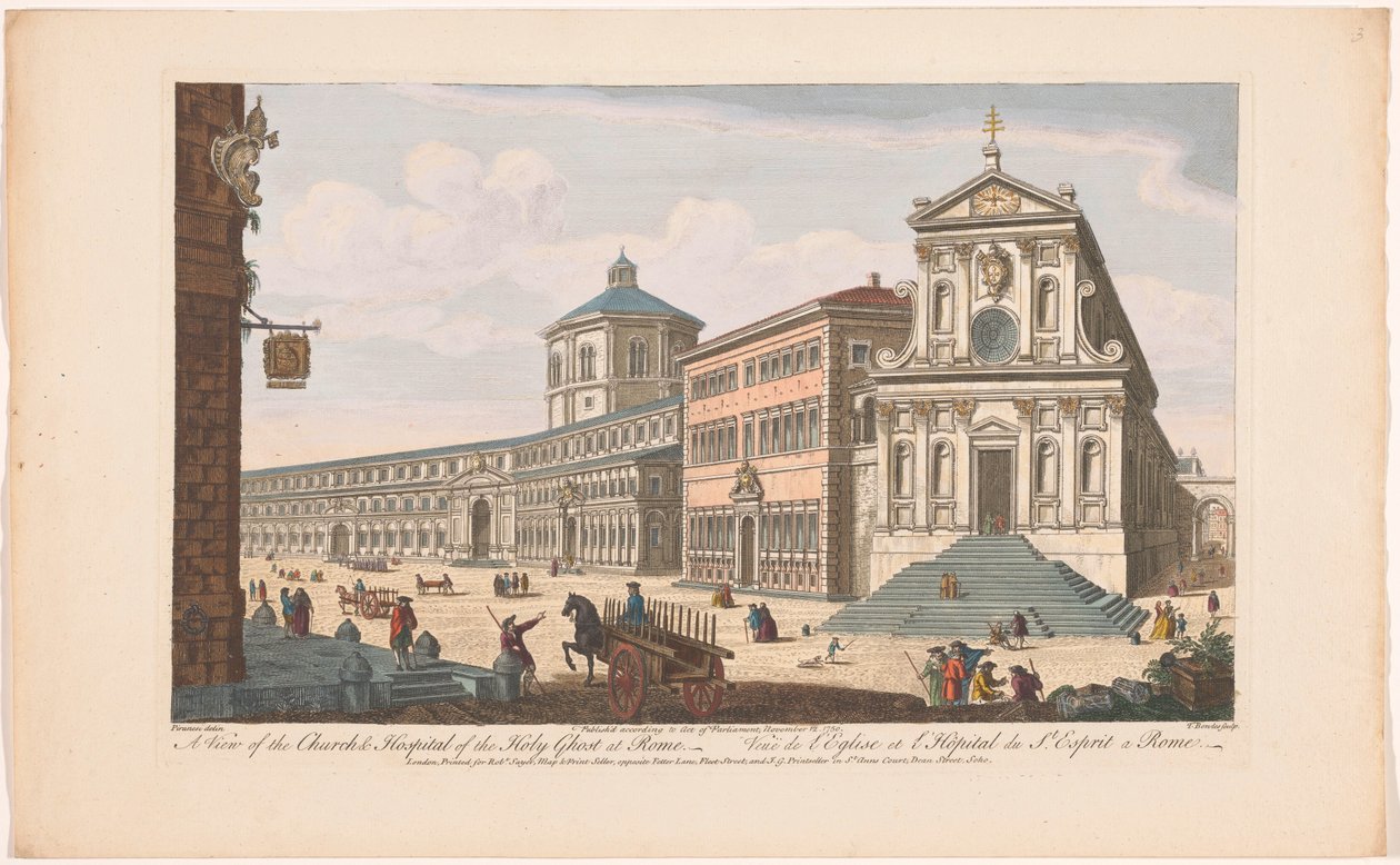 Gezicht op de kerk Santo Spirito em Sassia te Rome
Uma vista da Igreja e Hospital do Espírito Santo em Roma (título sobre o objecto)
Roma (título da série) de Robert Sayer