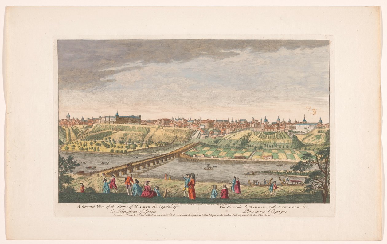 Gezicht op de stad Madrid Uma visão geral da cidade de Madrid, a capital do reino da Espanha (título no objeto) Madrid en Lisboa (título da série) de Robert Sayer