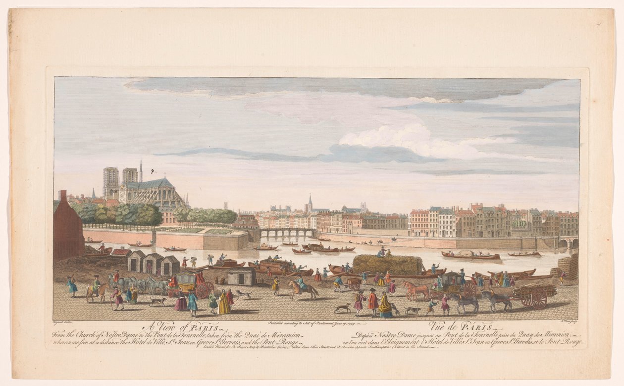 Vista da cidade de Paris tirada do Quai de Miramion
Uma vista de Paris, da igreja de Nostre Dame à Pont de la Tournelle, tirada do Quai de Miramion (...) (título sobre o objecto)
Paris (título da série) de Robert Sayer