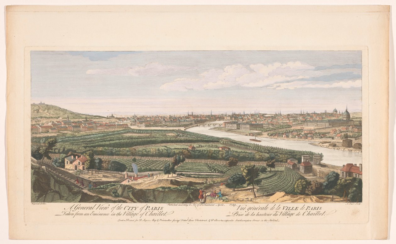 Vista da cidade de Paris tirada da aldeia de Chaillot
Uma visão geral da cidade de Paris tirada de uma eminência na aldeia de Chaillot (título sobre o objecto)
Paris (título da série) de Robert Sayer