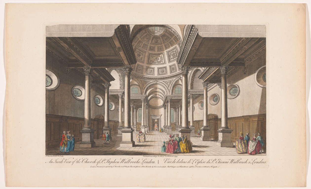 Uma vista interior da igreja de St Stephen Walbrook em Londres
Uma vista interior da igreja de St Stephen Walbrooke London (título sobre o objecto)
Londres (título da série) de Robert Sayer
