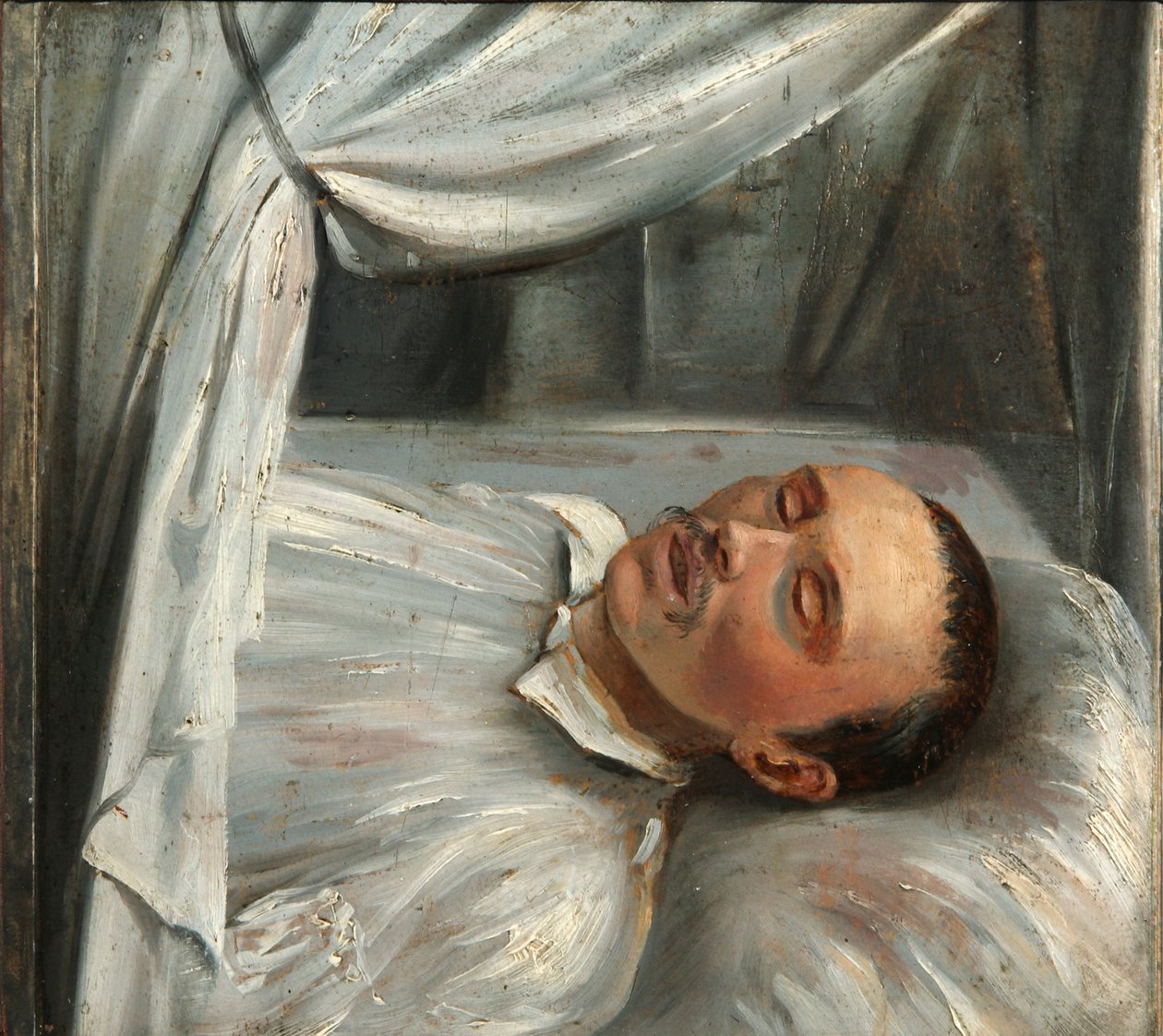 Poeta Mikhail Lermontov 1814-1841 no leito de morte, 1841. de Robert Schwede