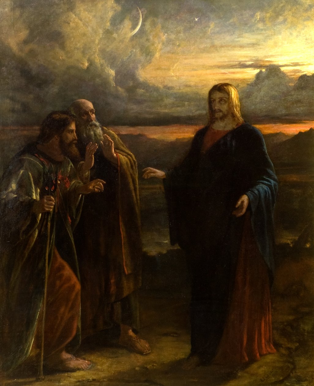 Cristo e os dois discípulos no caminho para Emaús de Robert Scott Lauder