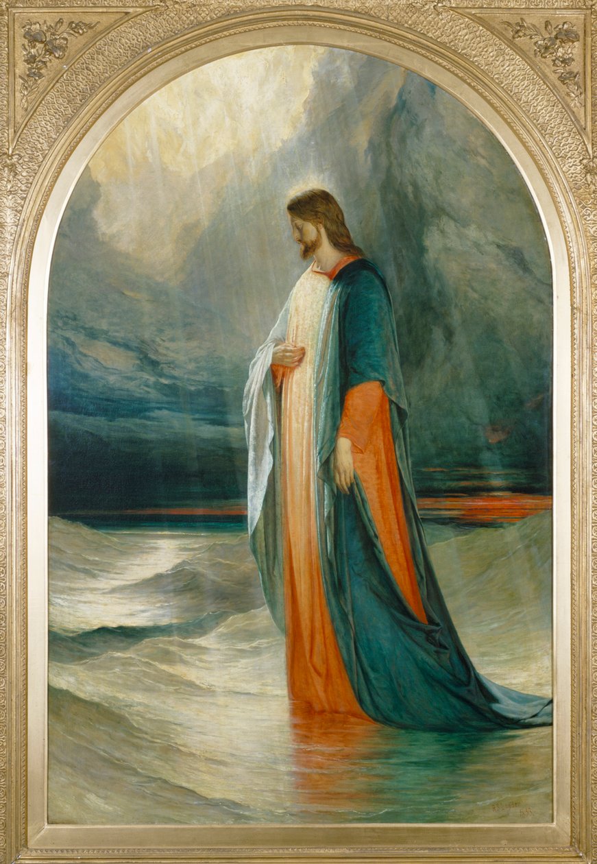 Jesus foi até eles, caminhando no mar, século 19 de Robert Scott Lauder