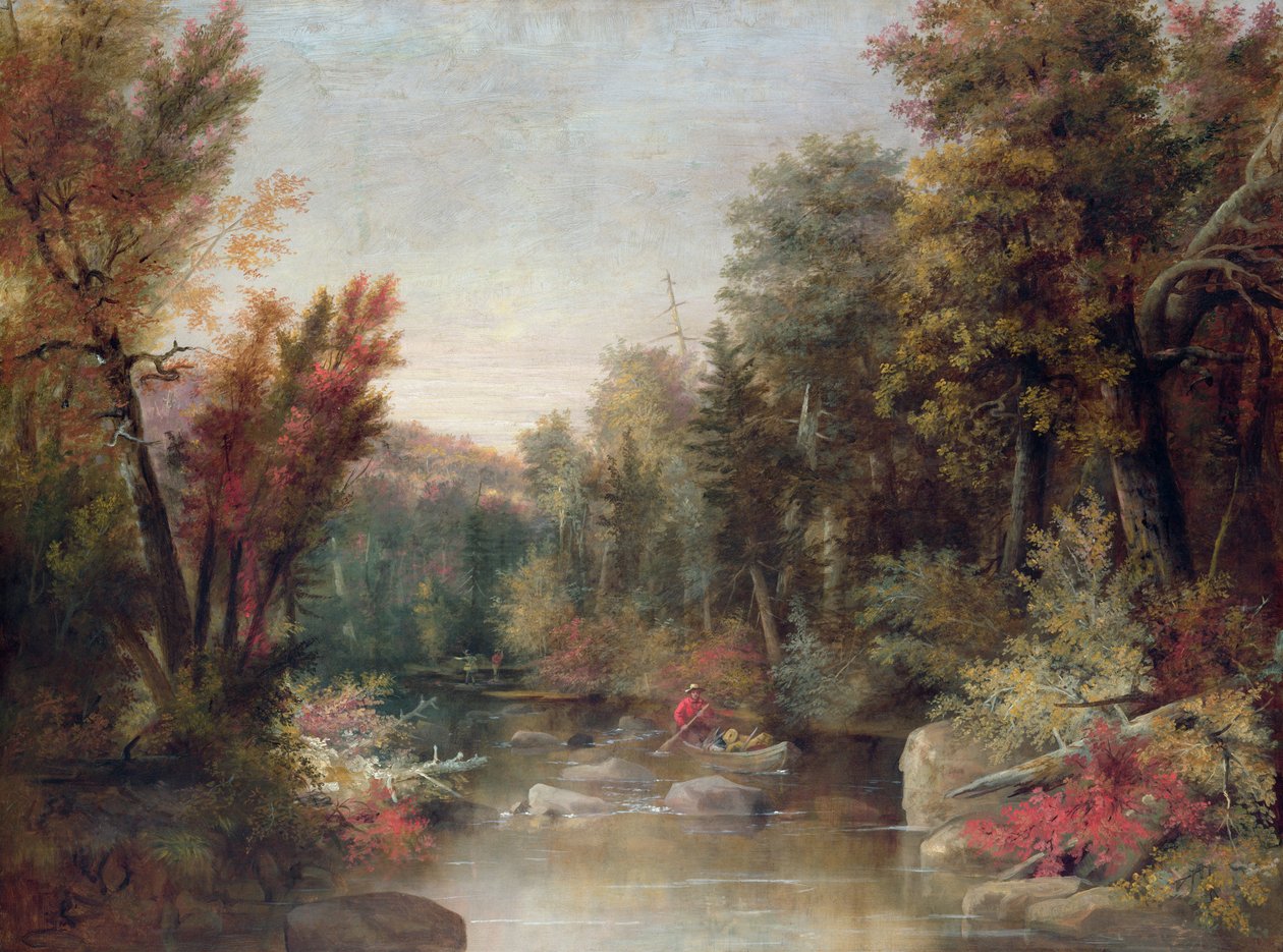 Pescador de outono (óleo sobre tela) de Robert Seldon Duncanson