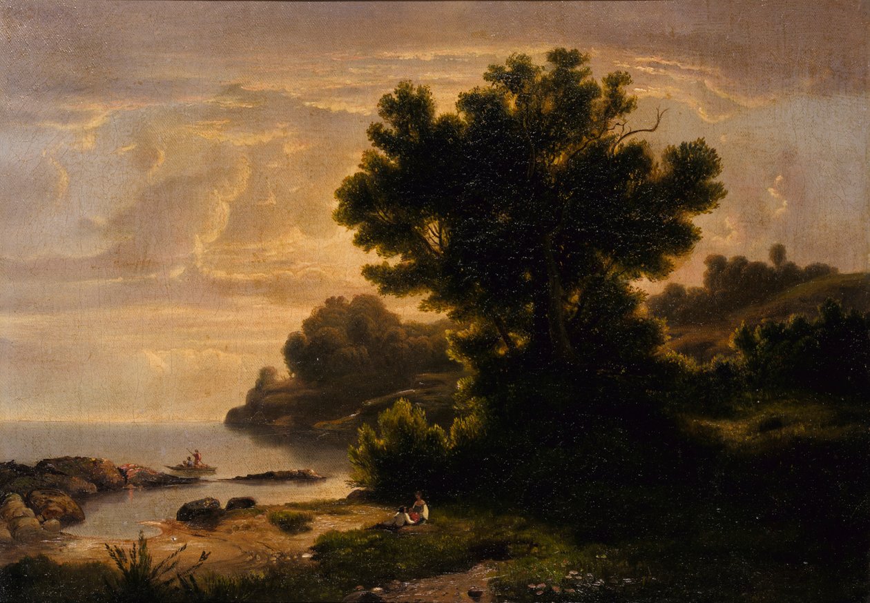 Paisagem com a família à beira do lago, 1858. de Robert Seldon Duncanson