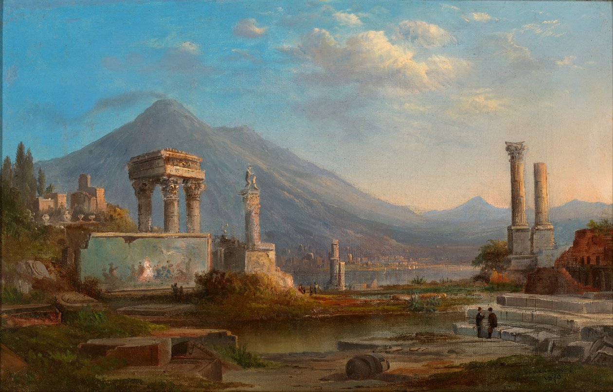 Vesúvio e Pompéia, 1870. de Robert Seldon Duncanson