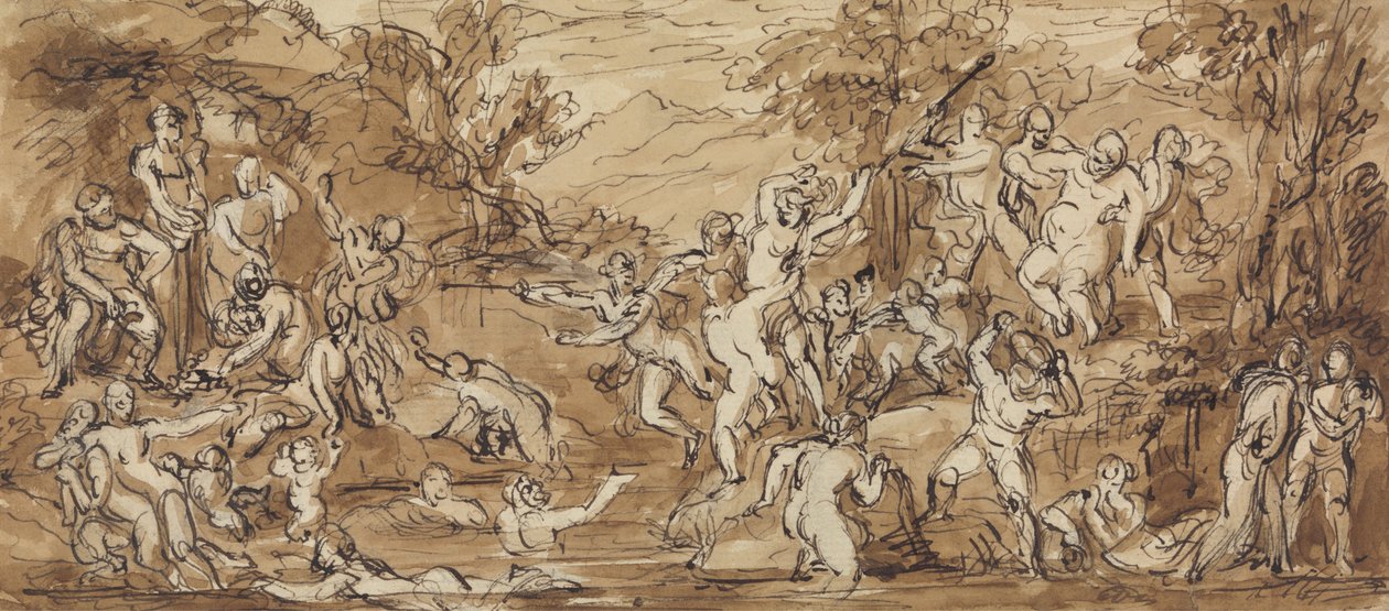 Figura Estudo de uma Celebração de Bacchanalia numa Paisagem arborizada de Robert Smirke