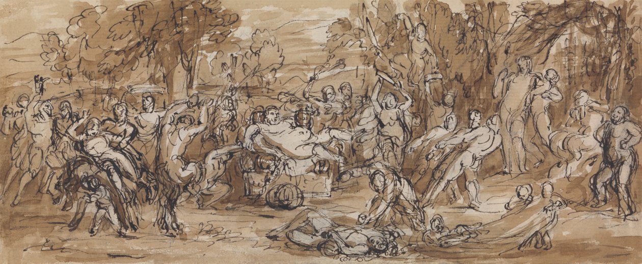 Figura Estudo de uma Celebração de Bacchanalia numa Paisagem arborizada de Robert Smirke
