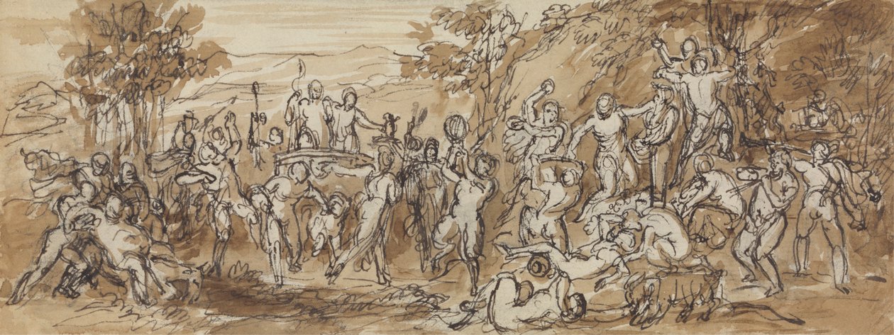 Figura Estudo de uma Celebração de Bacchanalia numa Paisagem arborizada de Robert Smirke