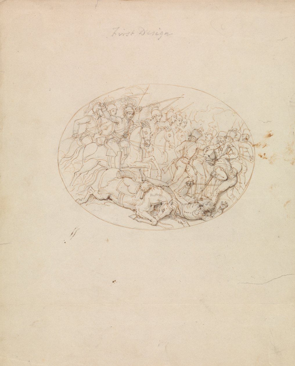 Primeiro desenho de uma cena de batalha de Robert Smirke