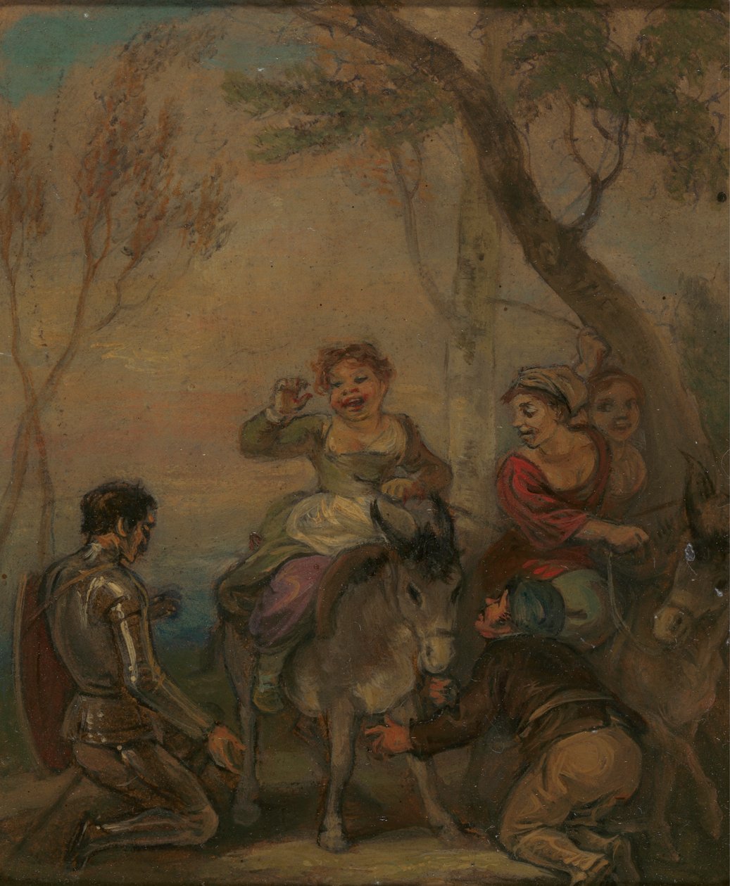 Ilustração para Dom Quixote (com figuras sobre um burro) de Robert Smirke