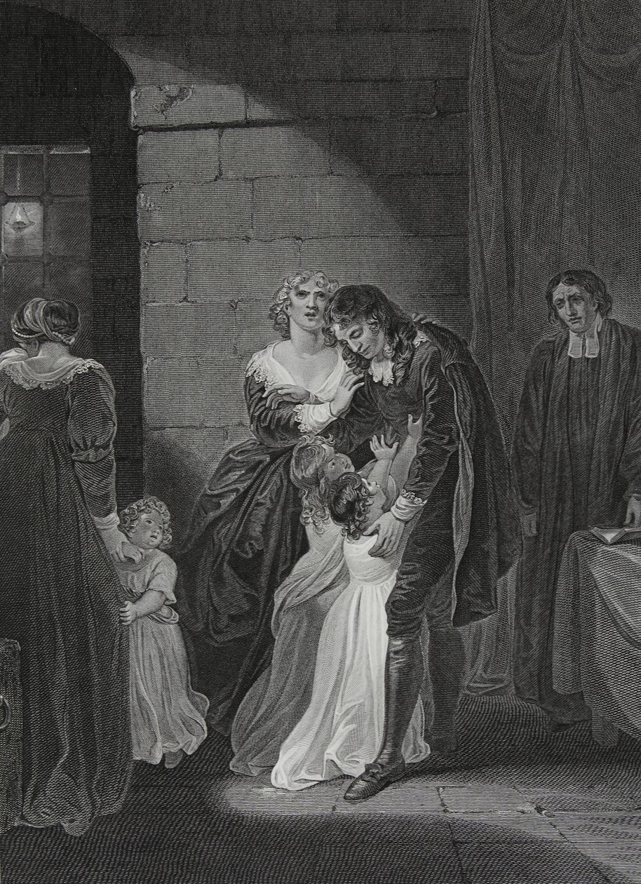 A última entrevista de Lord W. Russel com sua família, gravada por George Noble, ilustração de "The History of England", de David Hume, pub. por R. Bowyer, Londres, 1812 de Robert Smirke