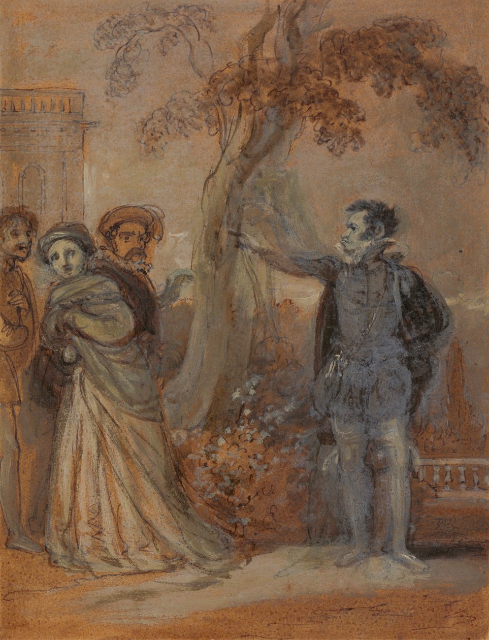 Malvolio a abusar de Maria, Fabian e Sir Toby de Robert Smirke