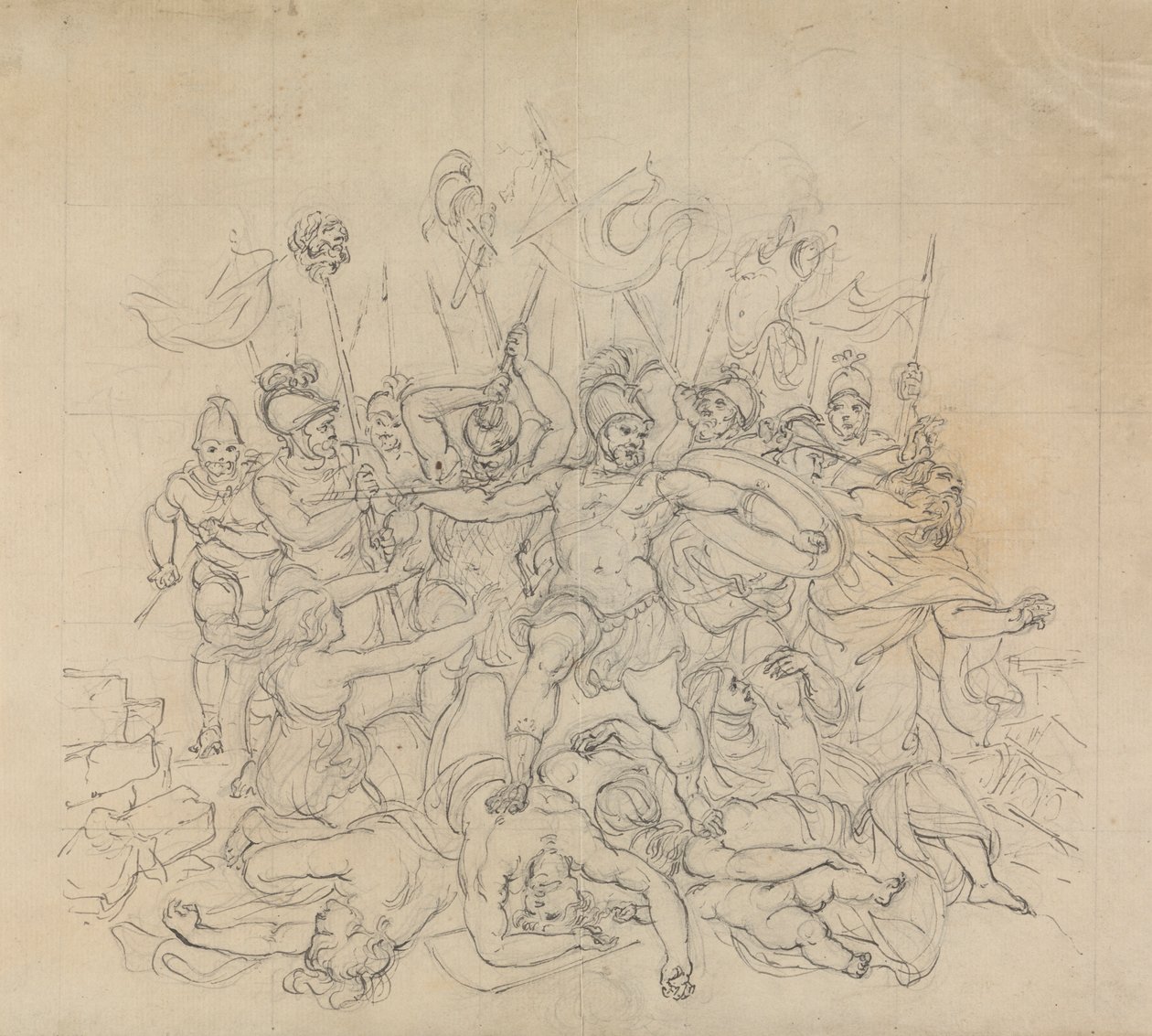 Esboço de um Sceene de batalha, da peça de Shakespeare, Titus Andronicus de Robert Smirke