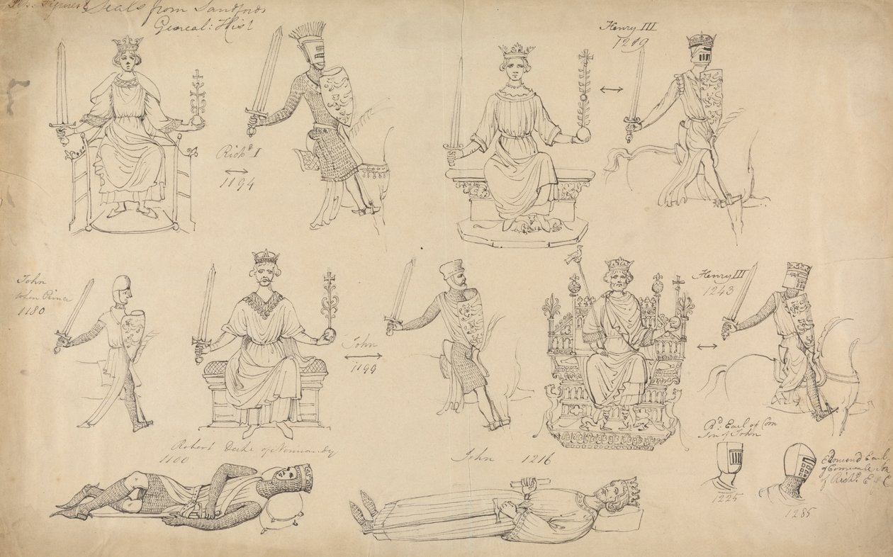 Estudos de Números e Selos da História Genética de Sandfords de Robert Smirke