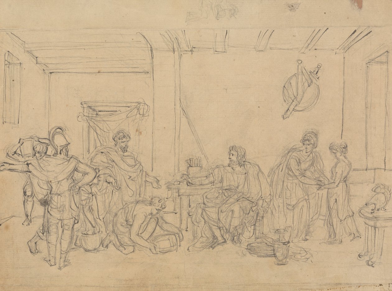 Estudo de uma Cena Interior, com Soldados Romanos de Robert Smirke