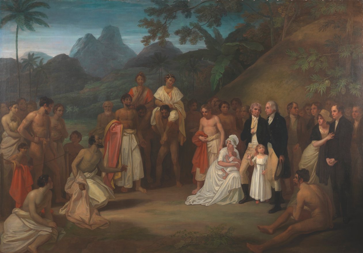 Cessão do distrito de Matavai na ilha de Otaheite (Taiti) ao capitão James Wilson de Robert Smirke
