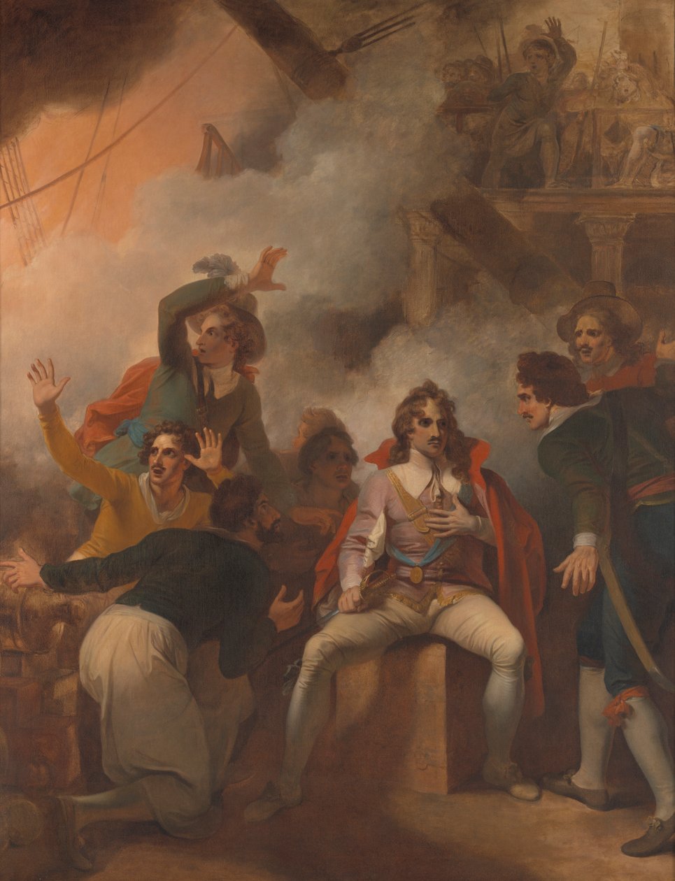 O Conde de Sandwich recusa-se a abandonar o seu navio durante a Batalha de Solebay de Robert Smirke