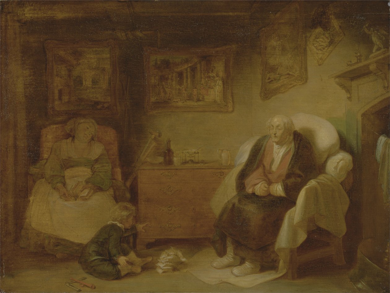 As Sete Idades do Homem: Segunda Infância, Ato II, cena vii de &39;As You Like It&39;, de William Shakespeare (caneta e tinta e óleo sobre papel) de Robert Smirke