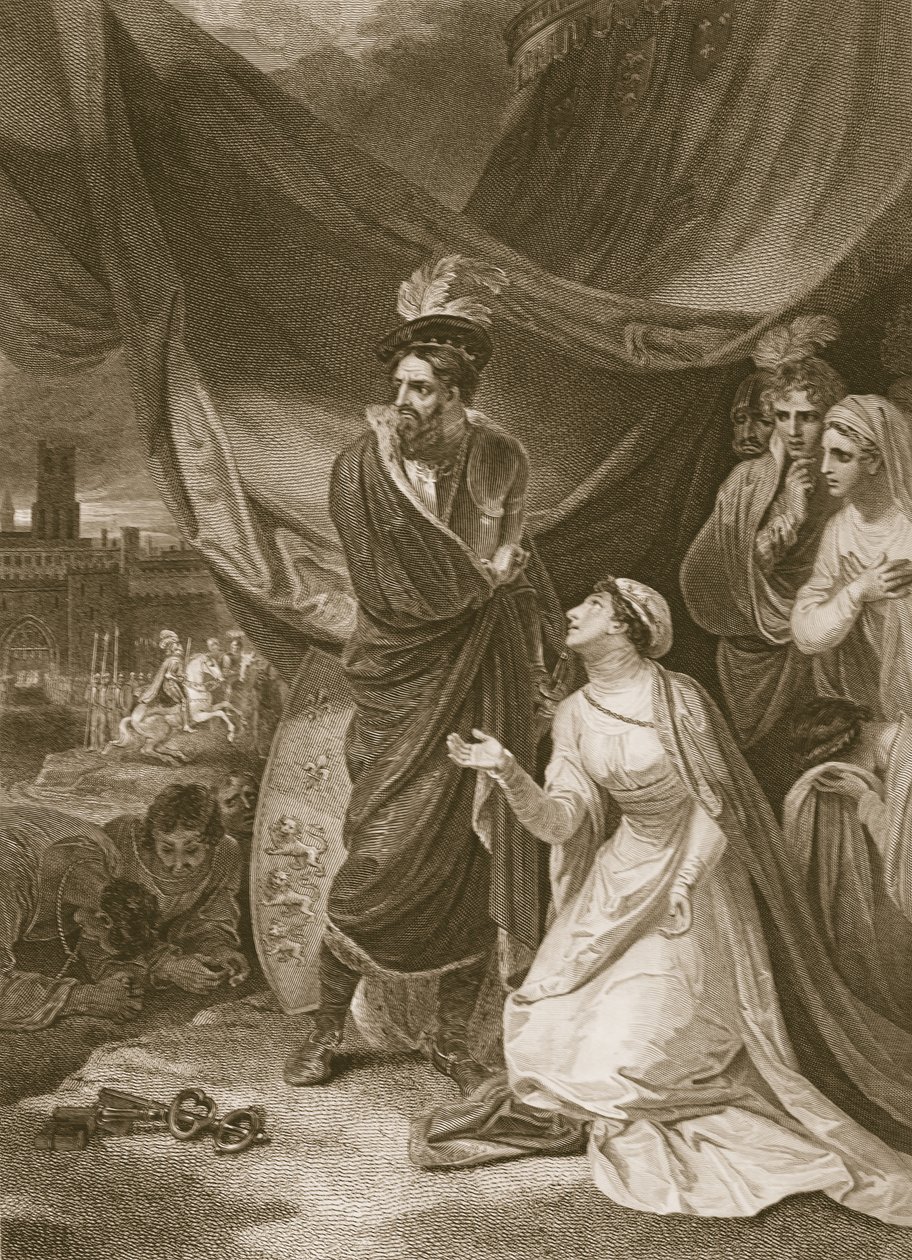 A rendição de Calais, gravada por A. Smith, ilustração de David Hume "A História da Inglaterra", pub. por R. Bowyer, Londres, 1812 de Robert Smirke