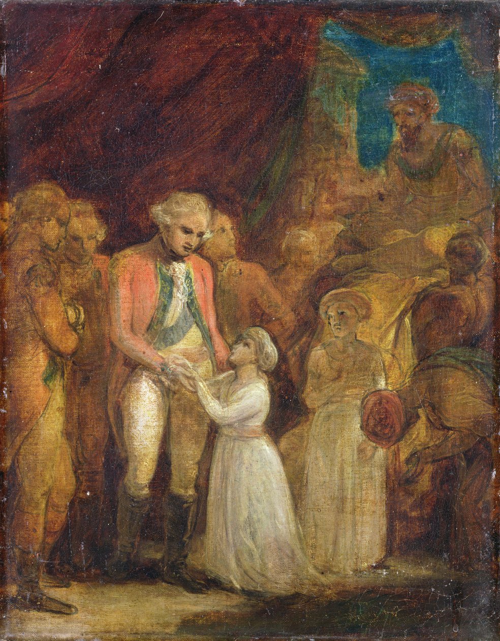 Os dois filhos de Tipu Sahib, sultão de Mysore, sendo entregues como reféns ao General Cornwallis (1738-1805), c.1792 (óleo sobre tela) de Robert Smirke