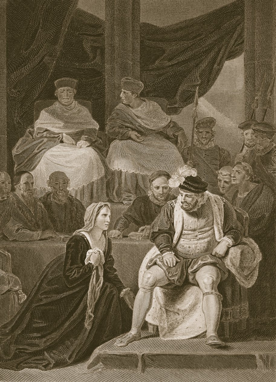 Julgamento do Casamento de Henrique VIII, gravado por T. Holloway, ilustração de "The History of England", de David Hume. por R. Bowyer, Londres, 1812 de Robert Smirke