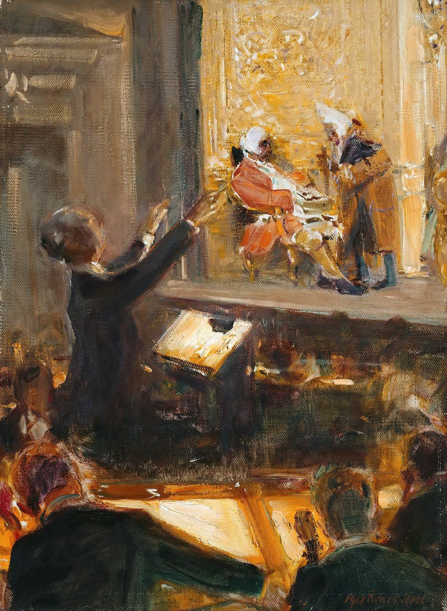Ernst Edler von Schuch conduz o Rosenkavalier por Richard Strauss, 1912. de Robert Sterl