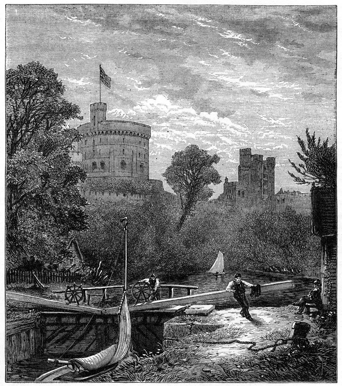 Antigo Windsor Lock, 1880. de Robert Taylor Pritchett